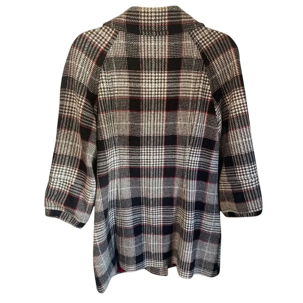 ⁠GUESS Plaid Swing Coat 3/4Sleeve Wool Blend Satin Lined Y2K Dark Academia Large